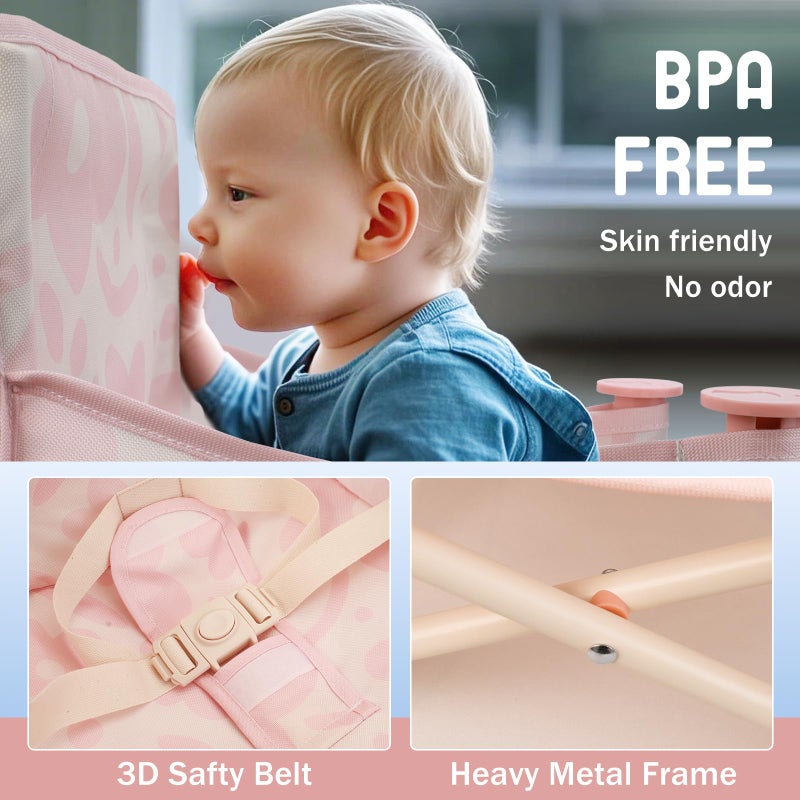 Tiny Marvels Portable 3-in-1 Baby Chair, Cozy Booster Seat, Baby Seat with Tray, Compact Foldable, Toddler Chair with Child Safety Belt Carry Bag, Perfect for Travel (Blush Bloom) - Image 3