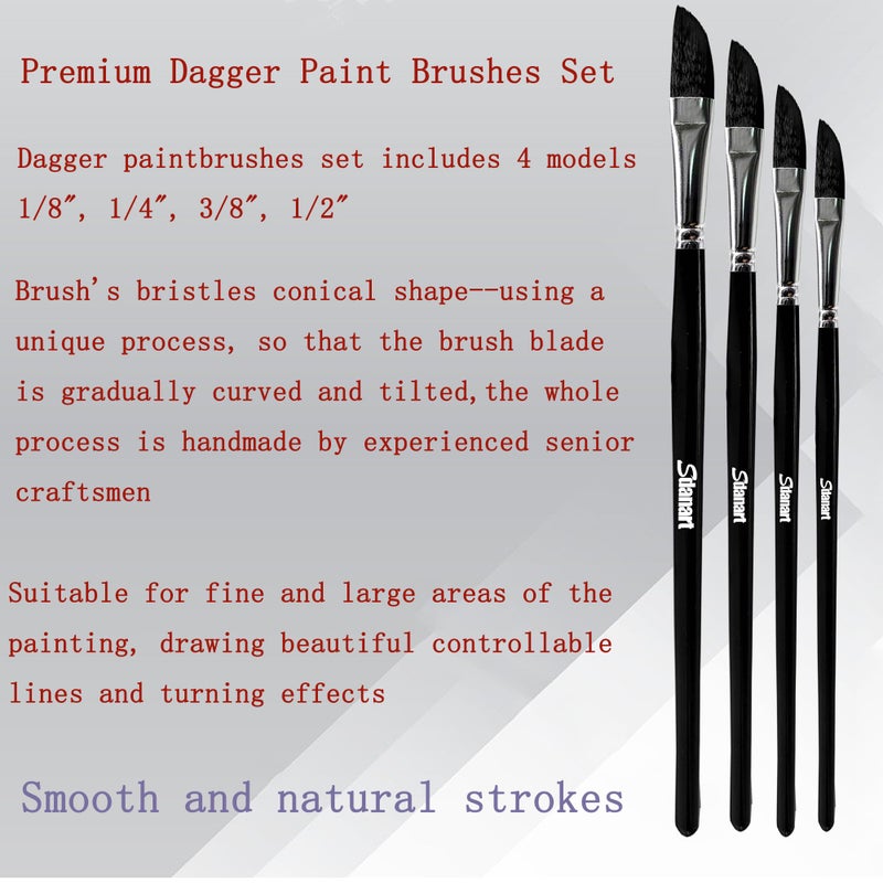 Sdanart 4PCS Dagger Striper Brush Set, Premium Dagger Paint Brushes Set, Professional Dagger Brush for Watercolor Acrylic Oil Gouache, Pinstriping Brush Set ï¼ŒDagger Striper Watercolor Paint Brush - Image 2