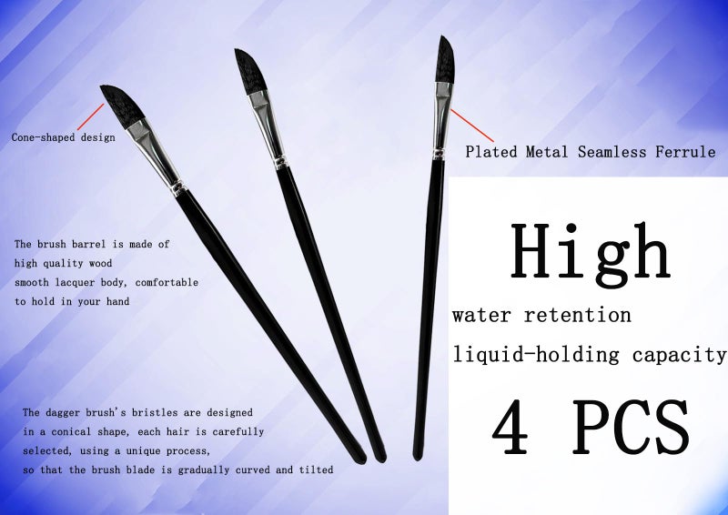 Sdanart 4PCS Dagger Striper Brush Set, Premium Dagger Paint Brushes Set, Professional Dagger Brush for Watercolor Acrylic Oil Gouache, Pinstriping Brush Set ï¼ŒDagger Striper Watercolor Paint Brush - Image 4