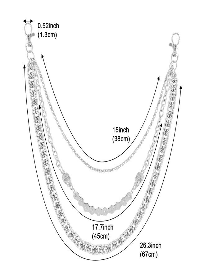 Phogary Jeans Chains Wallet Chain Pants Chain, Silver Pocket Chain Skull Chains Hip Hop Rock Chains Punk Gothic Metal Belt Chain Biker Trouser Chain Accessory Jewelry Gift for Men Women - Image 2