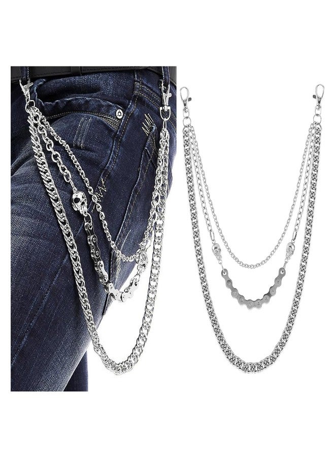 Phogary Jeans Chains Wallet Chain Pants Chain, Silver Pocket Chain Skull Chains Hip Hop Rock Chains Punk Gothic Metal Belt Chain Biker Trouser Chain Accessory Jewelry Gift for Men Women - Image 1