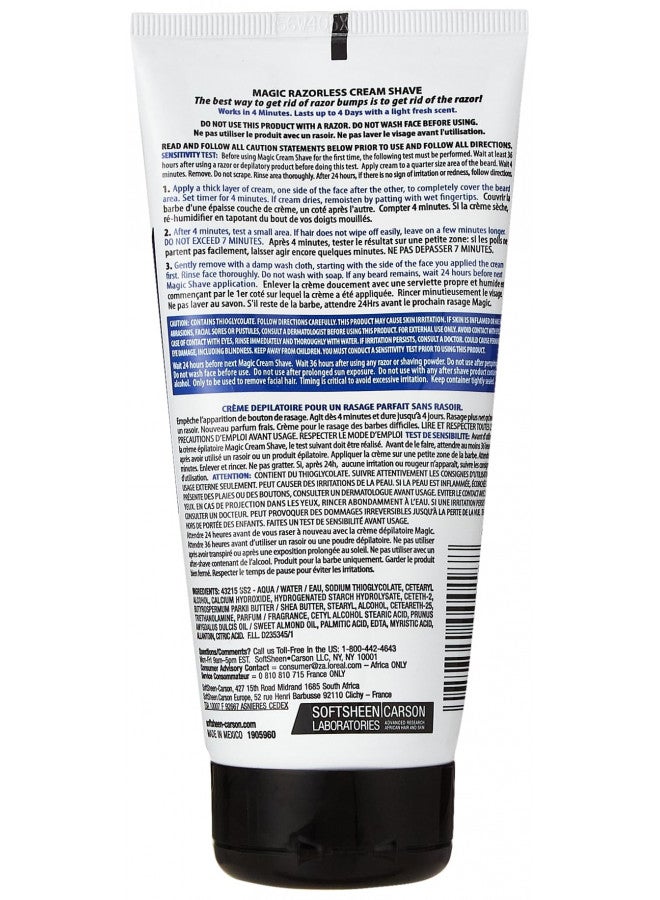 SoftSheen-Carson Magic Razorless Cream Shave Regular Strength Light Fresh Scent 6oz Tube - Image 3