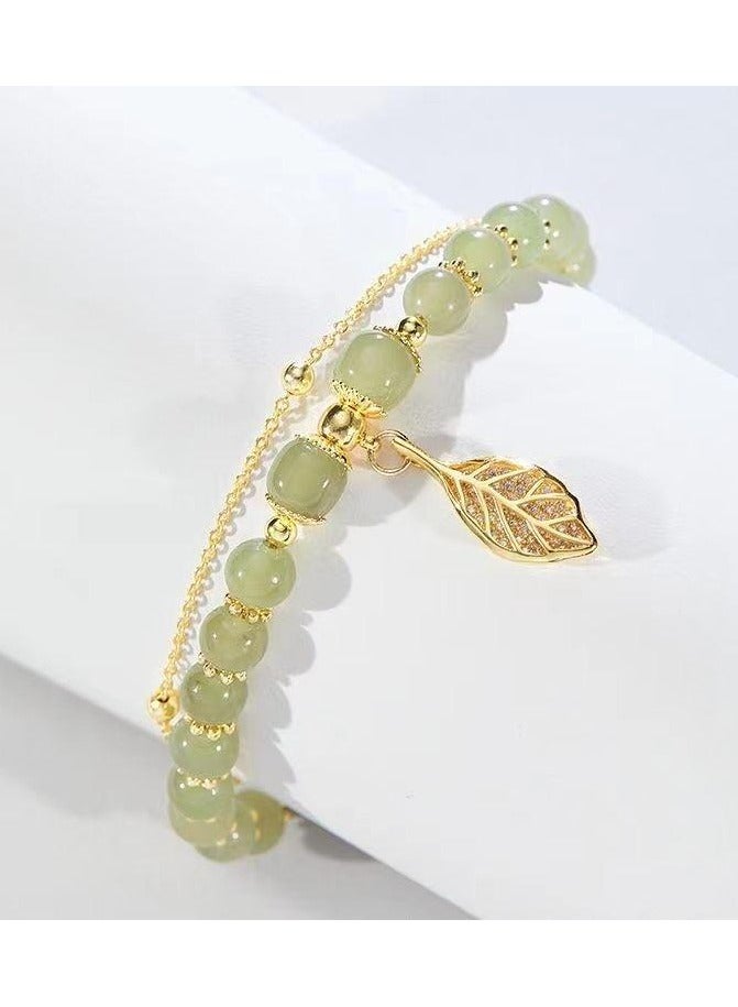 سوار الصداقة الذهبي للنساء | تصميم أنيق وبسيط | فرع ذهبي مزدوج الطبقة وورقة | هدية فاخرة للأصدقاء | مجوهرات راقية - Image 3