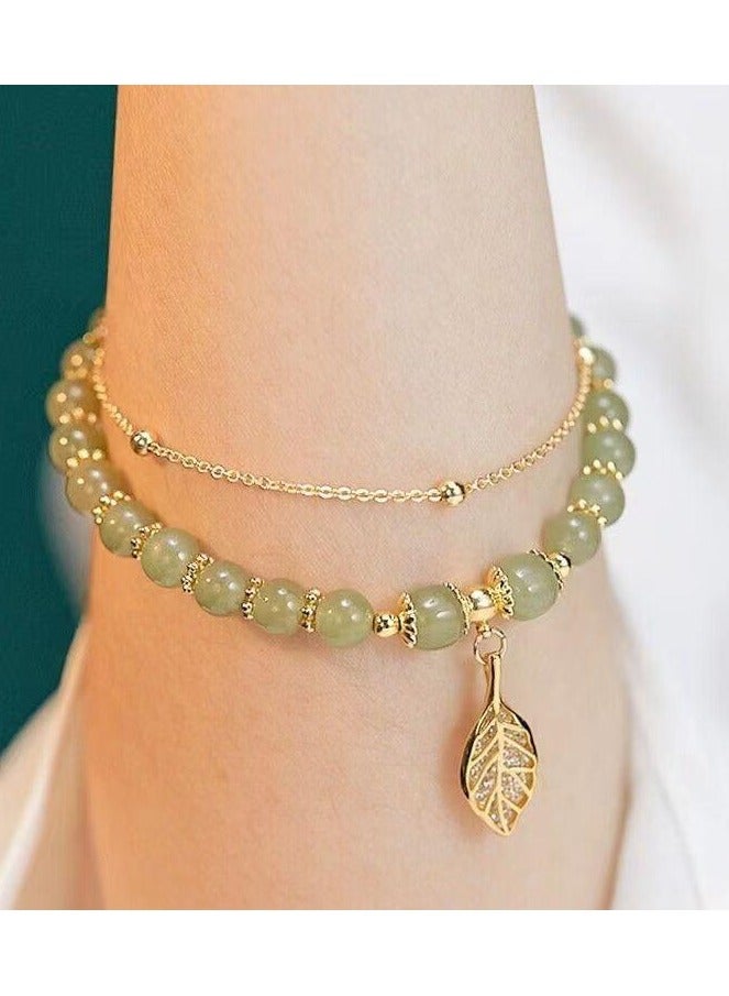 سوار الصداقة الذهبي للنساء | تصميم أنيق وبسيط | فرع ذهبي مزدوج الطبقة وورقة | هدية فاخرة للأصدقاء | مجوهرات راقية - Image 5