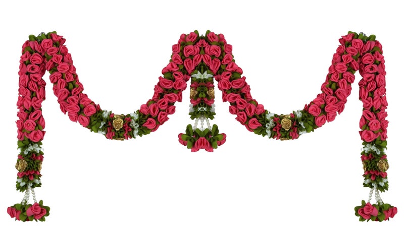 Daedal crafters Rose Door Set Toran for Main Door Entrance, Reusable Thoran for Pooja Mandir & Living Room Décor, Bandarwal for Festival Decoration, Flower Hanging for Home & Office Décor (40x23 inch) - Image 3