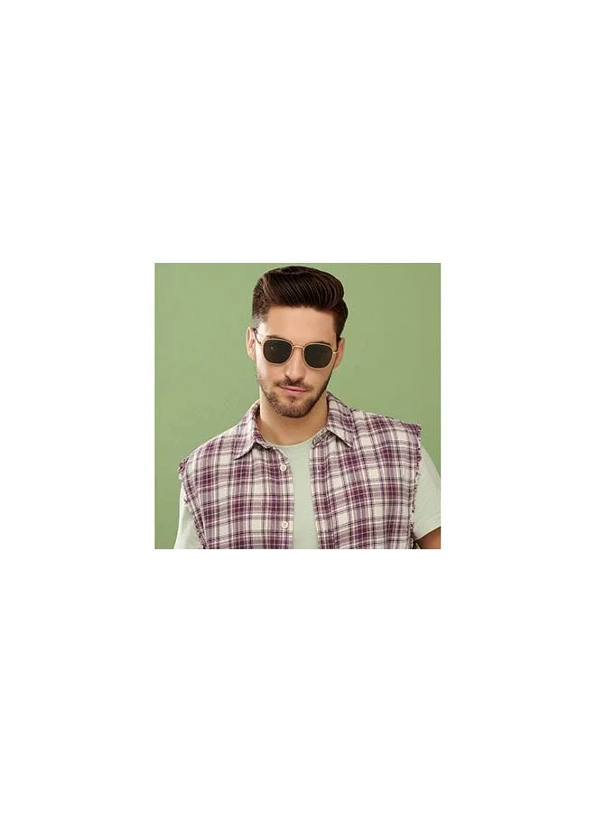 VINCENT CHASE Vintage Full Rim Round Frame Polarized & UV Protected Sunglasses VC S13119 - 51mm - Gold