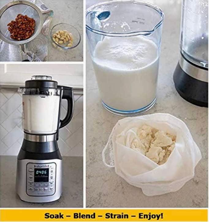 Manushya Life Manushya Life | Strainer for Juice, Yogurt, nut Milk | Cotton Drawstring Nut Milk Bag Unbleached (10”x12”) White Color- Pack of 4  - Image 3