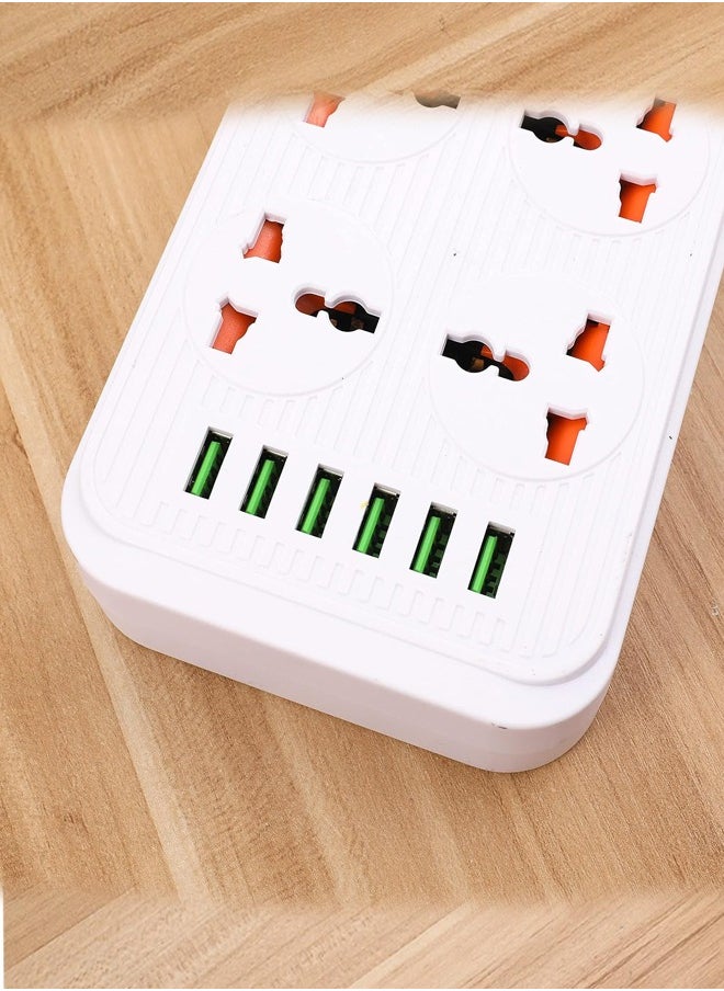 TYCOM - Tycom Power Strip Surge Protector with USB- Extension Cord Flat Plug with Widely 8 AC Outlet and 6 USB, Small Desktop Station with 6 ft Power Cord, Compact Socket - Image 1