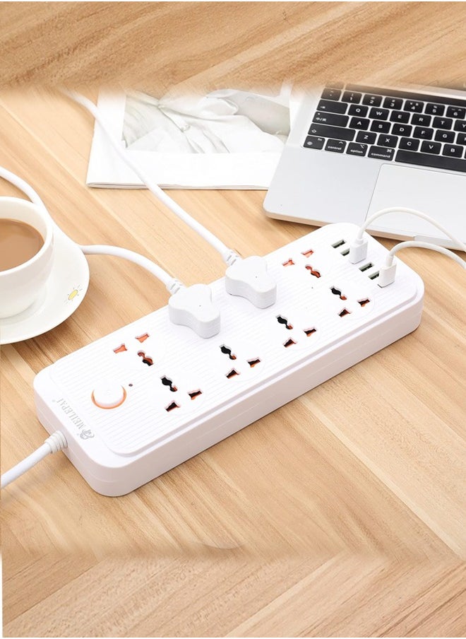 TYCOM - Tycom Power Strip Surge Protector with USB- Extension Cord Flat Plug with Widely 8 AC Outlet and 6 USB, Small Desktop Station with 6 ft Power Cord, Compact Socket - Image 1