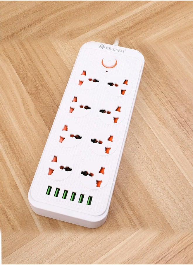 TYCOM - Tycom Power Strip Surge Protector with USB- Extension Cord Flat Plug with Widely 8 AC Outlet and 6 USB, Small Desktop Station with 6 ft Power Cord, Compact Socket - Image 1