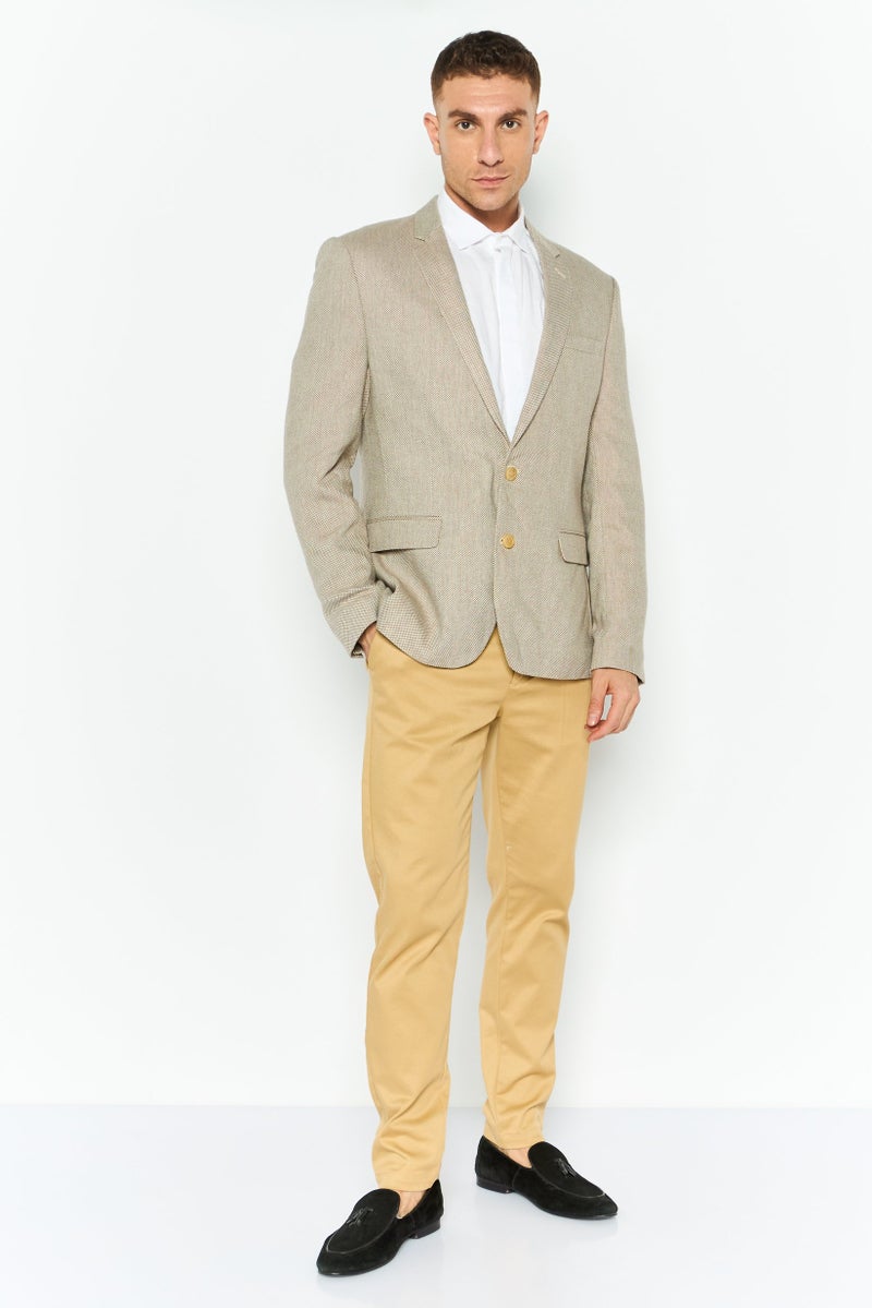 Asos Design Men Regular Fit Textured Semi-Formal Blazer, Beige - Image 3