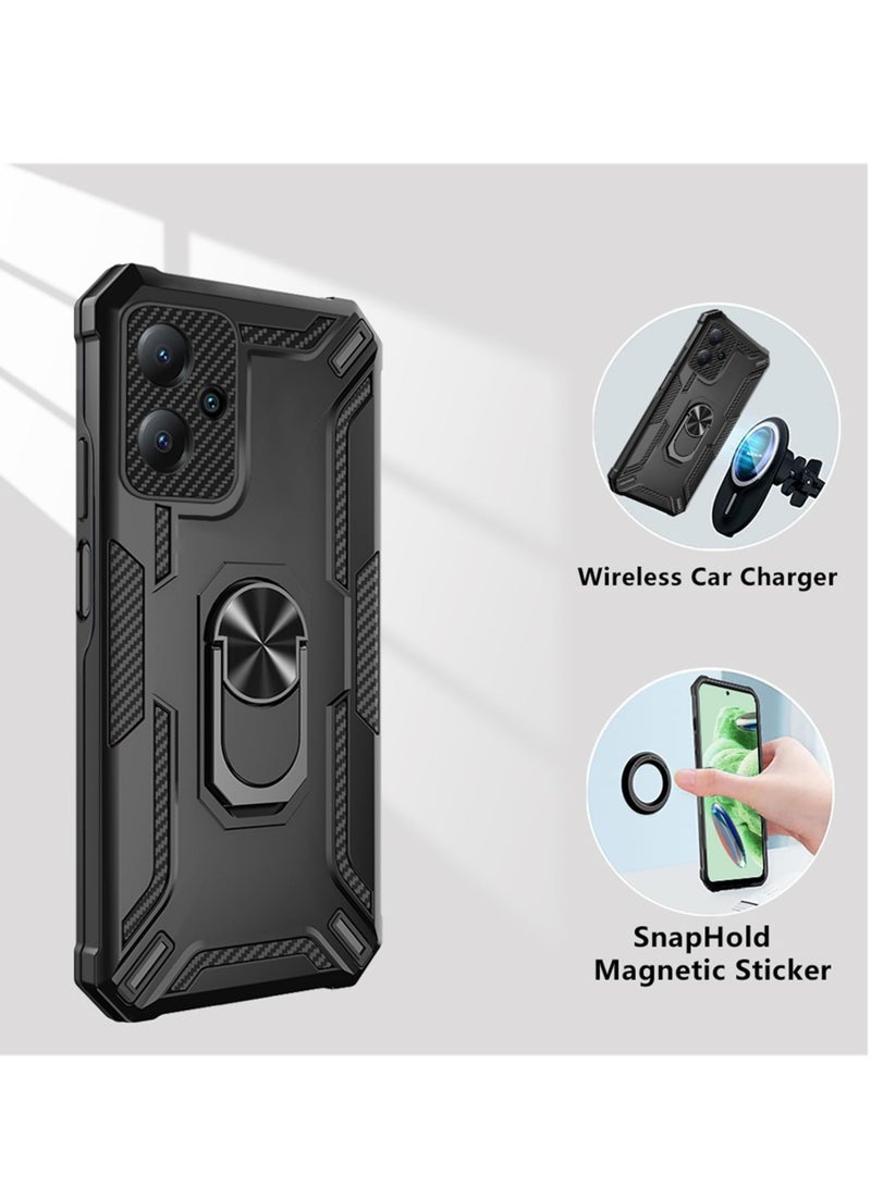 Military Grade Heavy Duty Shockproof Case for Xiaomi Redmi Note 12 5G /Poco X5, 360° Rotation Ring Holder Military Grade Shockproof Cover, for Xiaomi Redmi Note 12 5G /Poco X5 LB (Black)