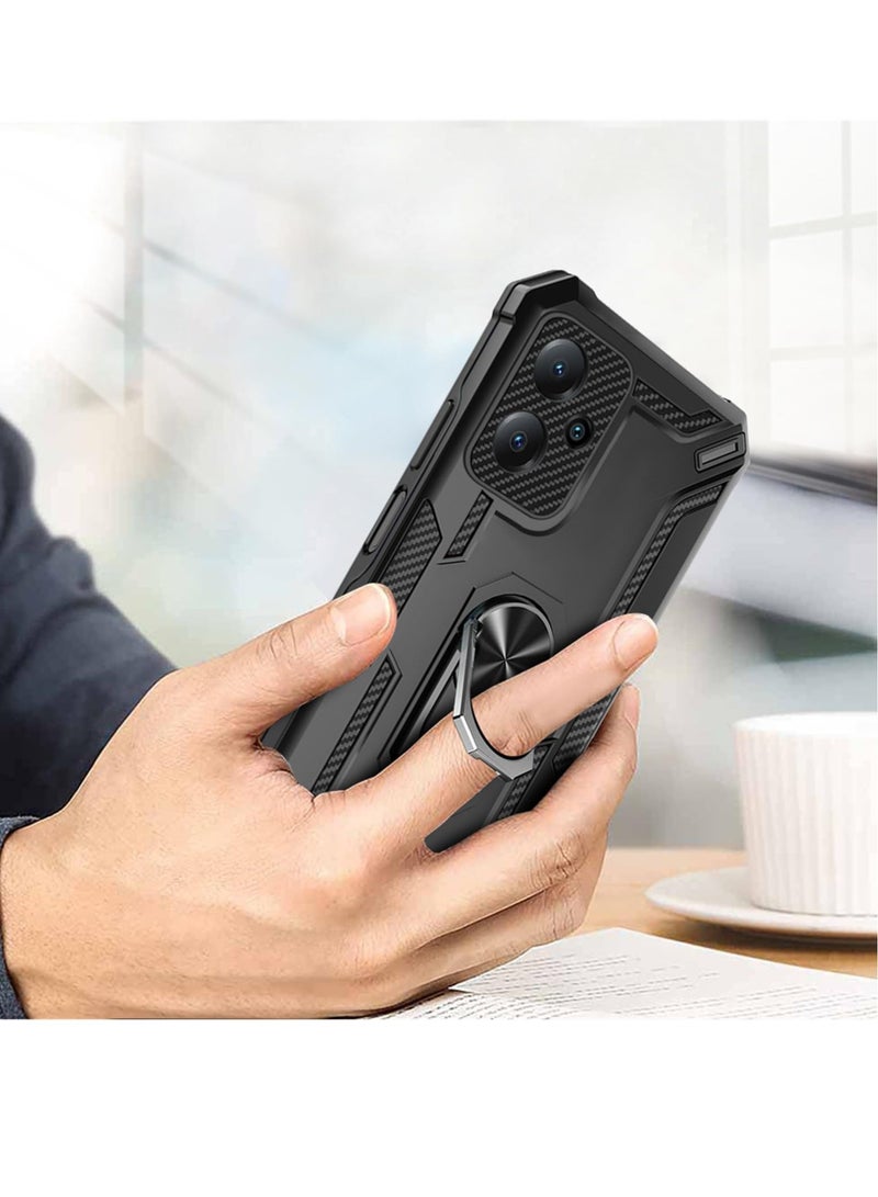 Military Grade Heavy Duty Shockproof Case for Xiaomi Redmi Note 12 5G /Poco X5, 360° Rotation Ring Holder Military Grade Shockproof Cover, for Xiaomi Redmi Note 12 5G /Poco X5 LB (Black)