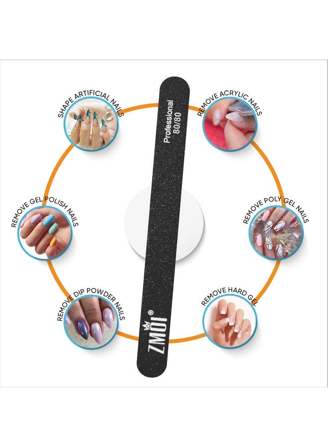 زد ام او اي مبرد أظافر احترافي، 12 قطعة، لوح إيموري مزدوج الجوانب، قابل للغسل، 80/80 حبيبة للأظافر الأكريليك/الجل، تصميم مقاوم للماء ومتين، مريح وعملي، مثالي للاستخدام المنزلي في الصالونات - Image 2