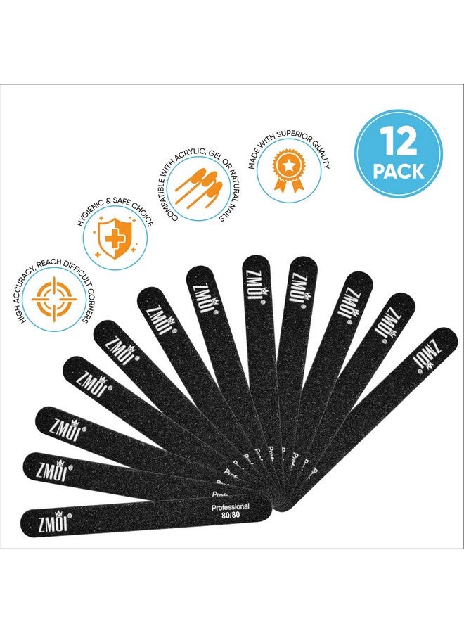 زد ام او اي مبرد أظافر احترافي، 12 قطعة، لوح إيموري مزدوج الجوانب، قابل للغسل، 80/80 حبيبة للأظافر الأكريليك/الجل، تصميم مقاوم للماء ومتين، مريح وعملي، مثالي للاستخدام المنزلي في الصالونات - Image 4
