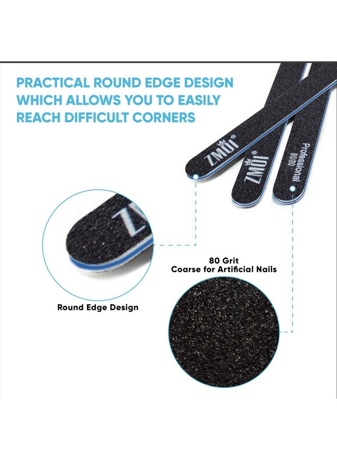 زد ام او اي مبرد أظافر احترافي، 12 قطعة، لوح إيموري مزدوج الجوانب، قابل للغسل، 80/80 حبيبة للأظافر الأكريليك/الجل، تصميم مقاوم للماء ومتين، مريح وعملي، مثالي للاستخدام المنزلي في الصالونات - Image 5