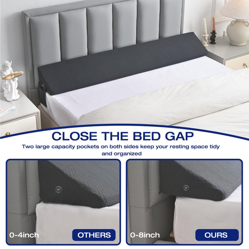 MIDLADE King Bed Wedge Pillow for Headboard Mattress Long Wedge Pillow Bed Bolster King Gap Filler Nora Pillows for Dorm Sleeping Backest Home Decor RV House Accessories Hotel Must Haves Grey - Image 3