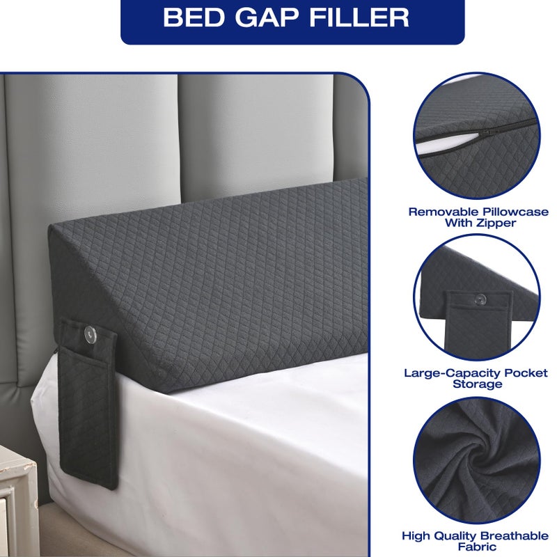 MIDLADE King Bed Wedge Pillow for Headboard Mattress Long Wedge Pillow Bed Bolster King Gap Filler Nora Pillows for Dorm Sleeping Backest Home Decor RV House Accessories Hotel Must Haves Grey - Image 4