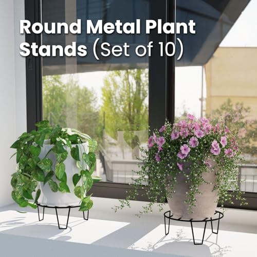 WonderStand Orion | Round Plant Stands for outdoor Balcony, round plant stands for indoor living room, Rust Proof Flower Pot Stand Galvanized Metal with 7 Layer Coating (Set of 10) - Image 2