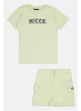 Nicce Toddlers Boy 2 Pieces Brand Logo T-Shirt And Short Set, Mint Green  - Image 1