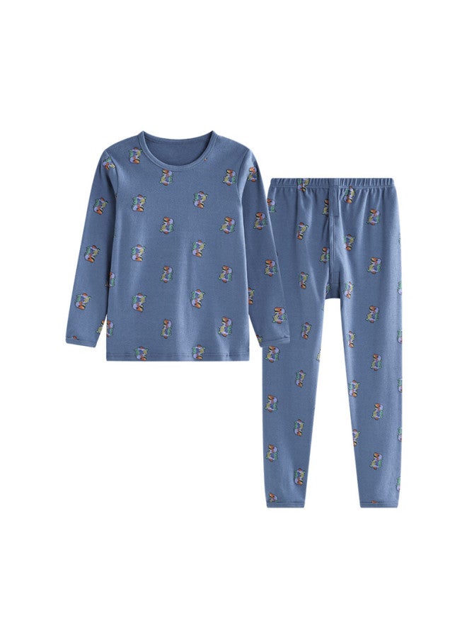 Hodo Children's Underwear Set, Pure Cotton Class A Pajamas, Boys And Girls Autumn Clothes And Pants, M1083 Gray-green, Size 130 - Image 5