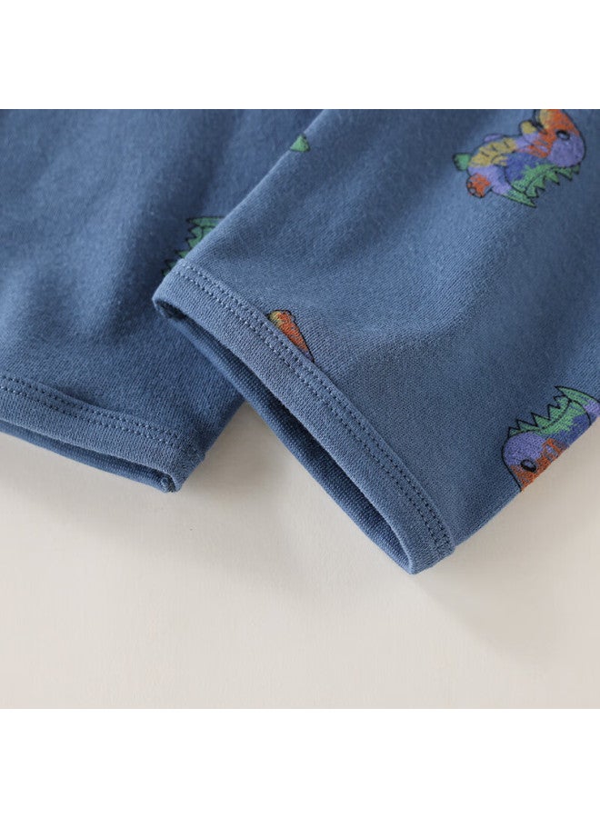 Hodo Children's Underwear Set, Pure Cotton Class A Pajamas, Boys And Girls Autumn Clothes And Pants, M1083 Gray-green, Size 130 - Image 4