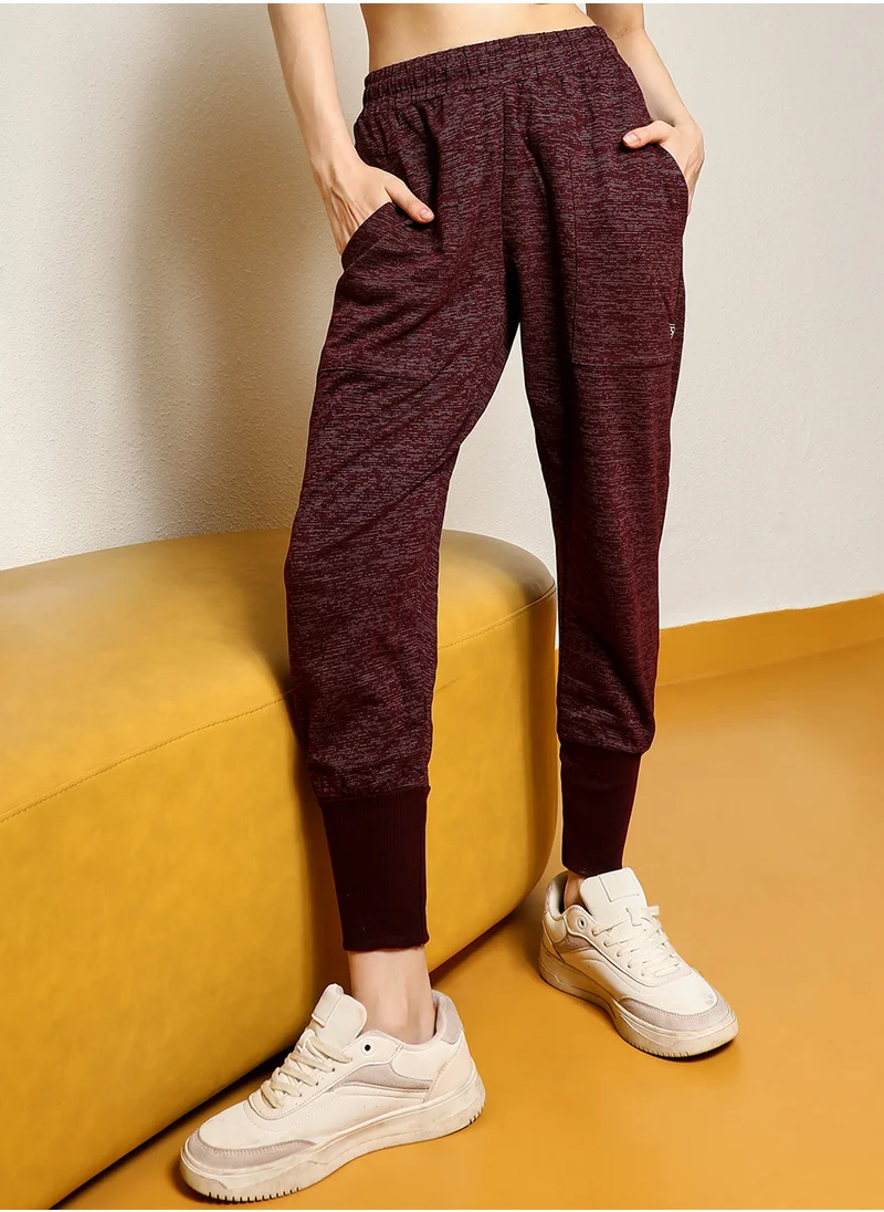 PINACOLADA Women's Maroon Red Heathered Trackpants