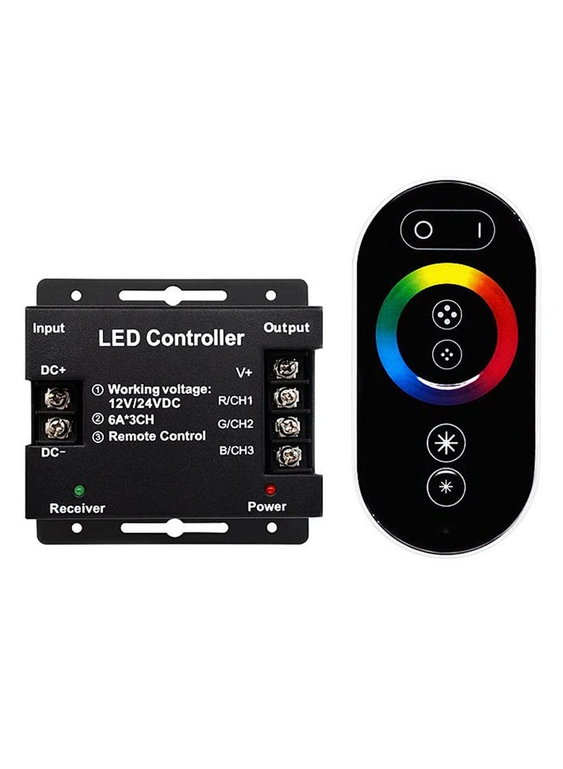 RGB Dimmer Switch with Slide Remote Control, DC 12V-24V, 6A/CH PWM, LED Light Strip Dimmer to Adjust Brightness, Dimmable Light Switch - Image 1