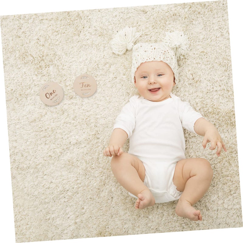 12 Wooden Monthly Milestone Cards For Newborn Baby Photo Props Growth Celebration - Image 4