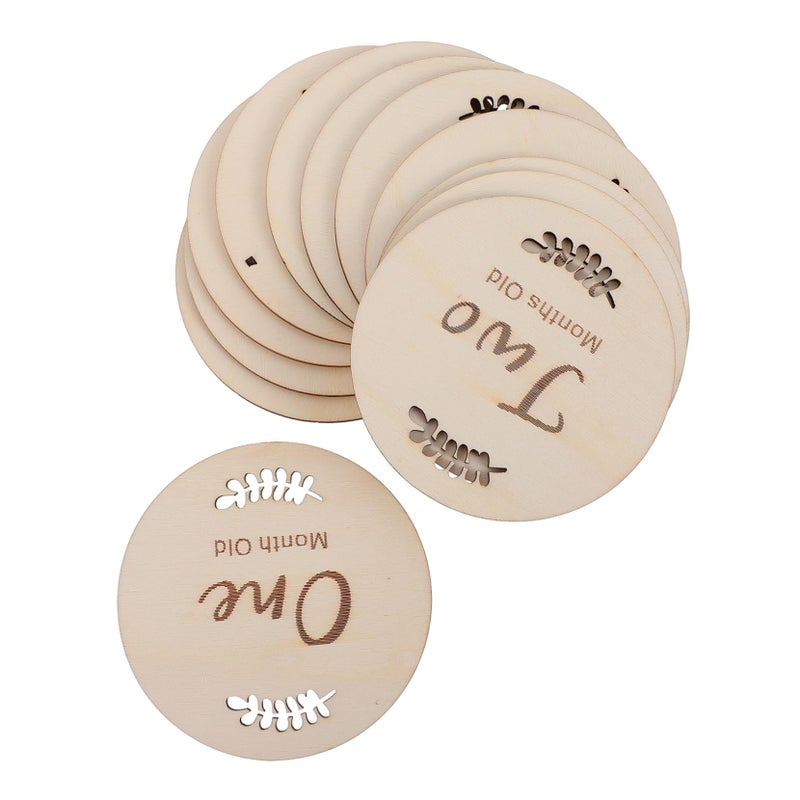 12 Wooden Monthly Milestone Cards For Newborn Baby Photo Props Growth Celebration - Image 2