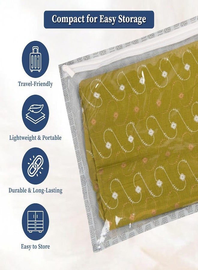هومستراب مجموعة هوم ستراب غير المنسوجة، 25 قطعة، غطاء ساري مطبوع فردي/حقائب تخزين ملابس/منظم خزانة ملابس بغطاء شفاف (رمادي) (ظهرت في برنامج شارك تانك)، غير منسوجة، 47.2 سم، 7.5 سم - Image 4