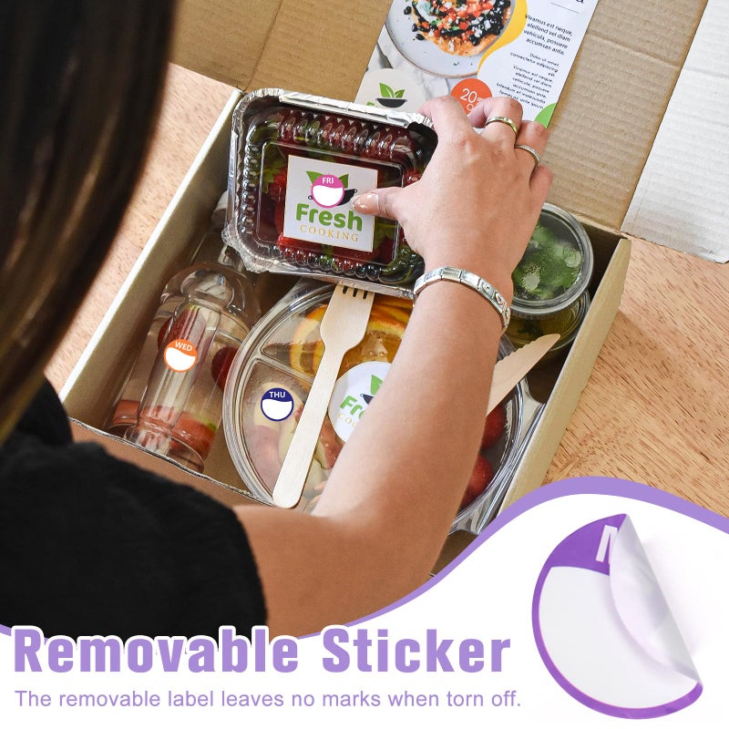DLUGOPIS 3500 PCS 7 Days of The Week Stickers 1 Inch Sticker Roll Dispenser Holder Acrylic Day Dot Dispenser Food Date Labels Stickers Monday to Sunday for Kitchen Restaurant Expiration Date - Image 5