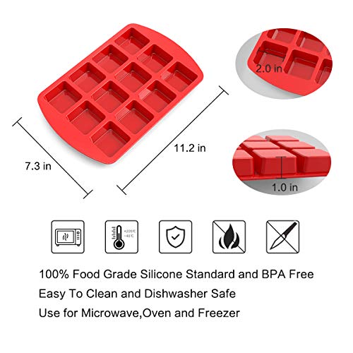 SILIVO Silicone Brownie Pan with Dividers - 2 Pack 12-Cavity Non-Stick Silicone Molds for Brownie Bites, Fudges and Minecraft Cakes - Image 5