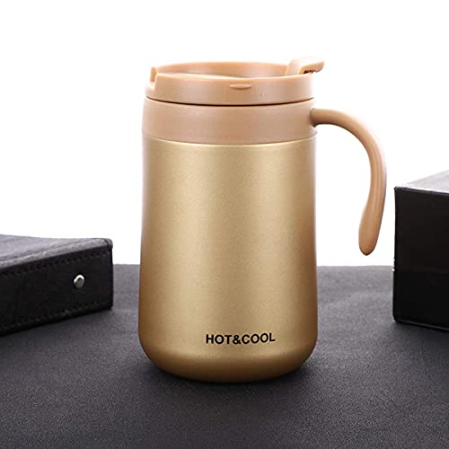 Leeonz® Coffee Mug with Handle, Vacuum Insulated Camping Mug with Lid, Double Wall Stainless Steel Travel Tumbler Cup, Coffee Thermos Outdoor (500ML, Gold) - Image 2