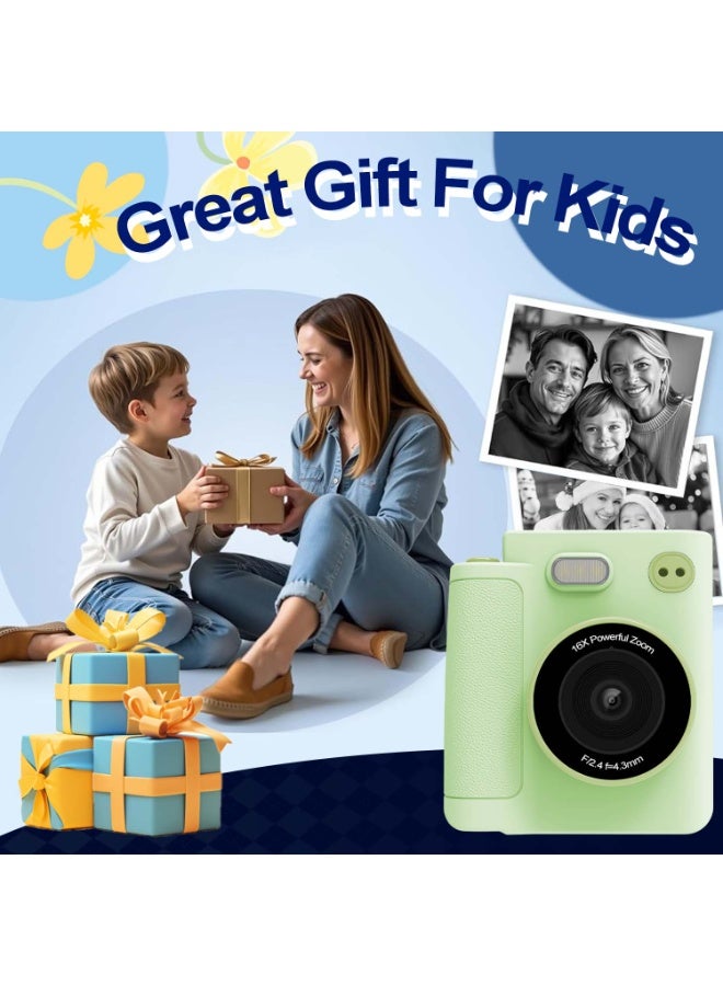 Kids Instant Print Camera 48M Pixel 1080P Video 16X Zoom Games Music Player Multiple Toy Camera Perfect For Boys Girls Birthday Holiday Gift - Image 3
