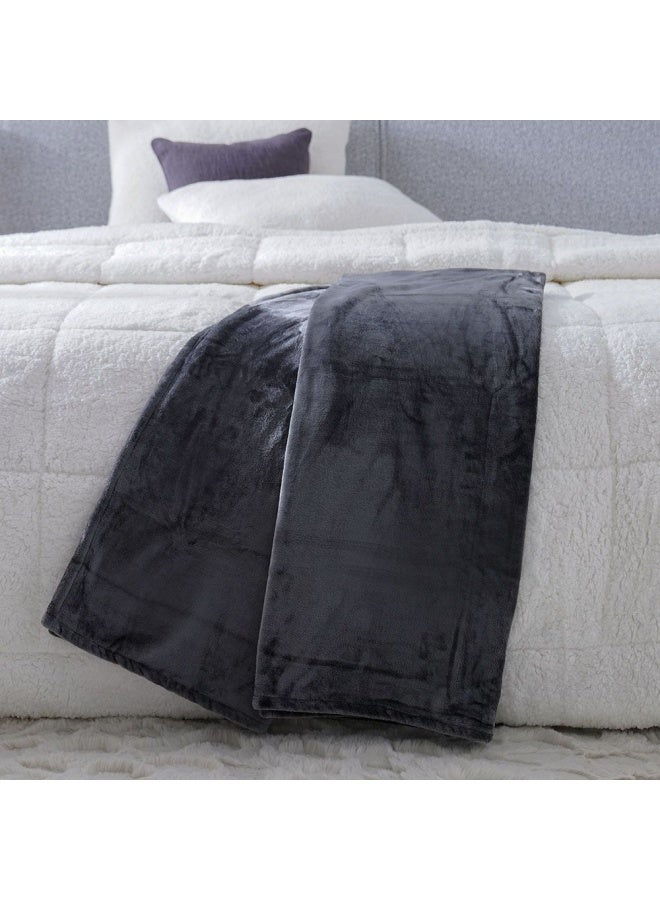 DANUBE HOME Micro Flannel Blankets Double 220X240Cm Silver  - Image 1