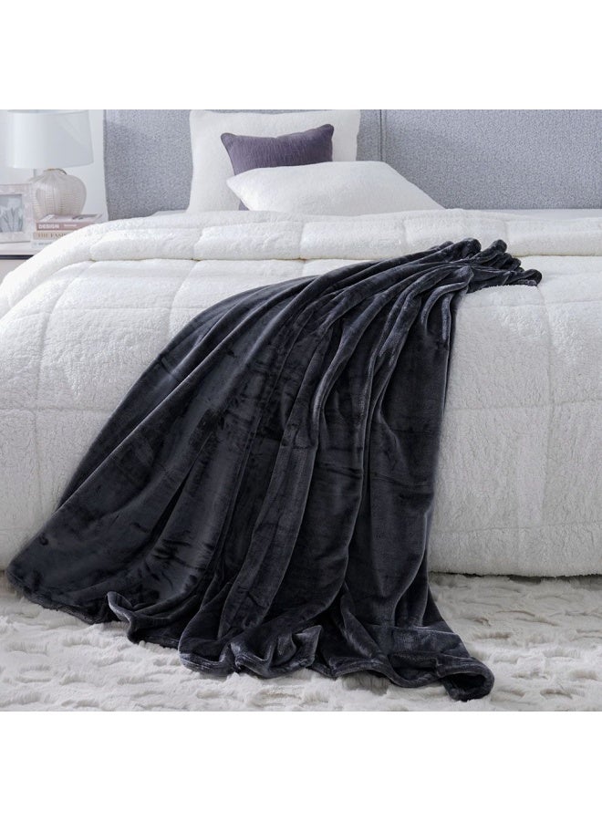 DANUBE HOME Micro Flannel Blankets Double 220X240Cm Silver  - Image 3