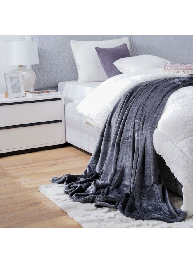 DANUBE HOME Micro Flannel Blankets Double 220X240Cm Silver  - Image 4