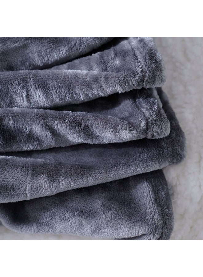 DANUBE HOME Micro Flannel Blankets Double 220X240Cm Silver  - Image 2