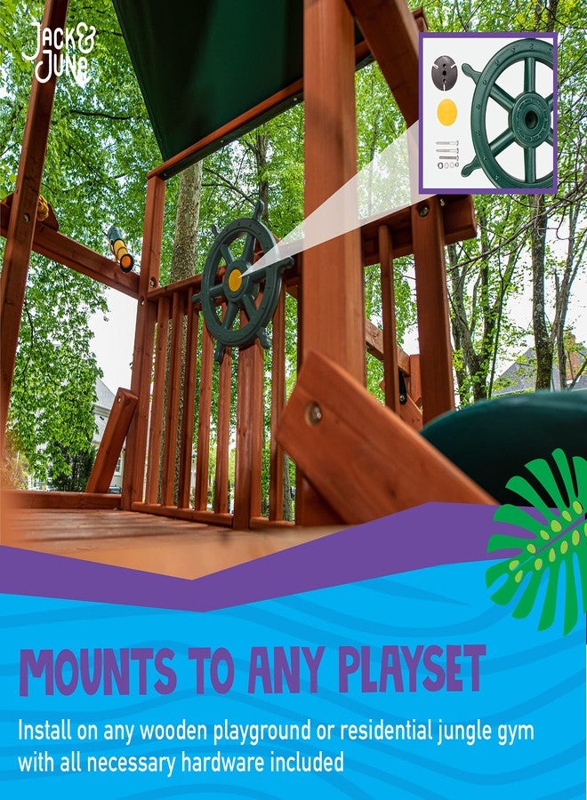Jack and June Yellow and Green Captain Ship Wheel Swing Set Accessory for Any Playset - Image 5
