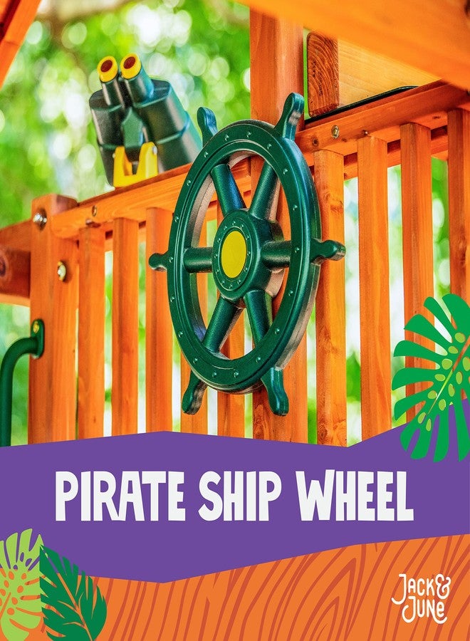 Jack and June Yellow and Green Captain Ship Wheel Swing Set Accessory for Any Playset - Image 2