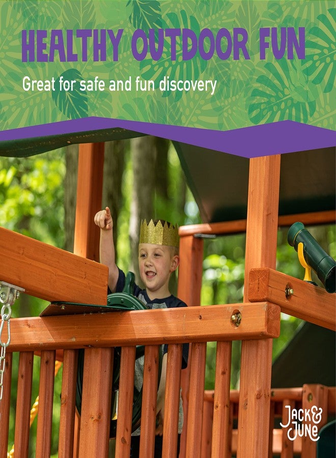 Jack and June Yellow and Green Captain Ship Wheel Swing Set Accessory for Any Playset - Image 4