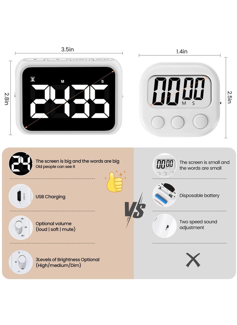 SYOSI - Kitchen Timer Loud Digital, USB Rechargeable with Large LCD Display & Adjustable Loud Alarm, Digital Timer, Egg Timer, Kitchen Timers for Cooking, Timer for Kids, Ideal Magnetic TimerDesk Timer - Image 1