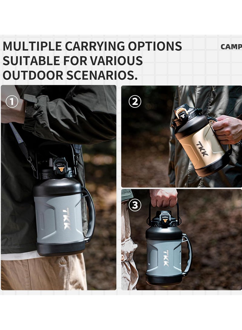 TKK 55oz Large Insulated Water Bottles with Straw Half Gallon Stainless Steel Metal Thermos Vacuum Bottle for Hot and Cold Drinks Sports GYM and Outdoor Travel Camping Liquids Hot And Cold For Up To 24 Hours - Image 2