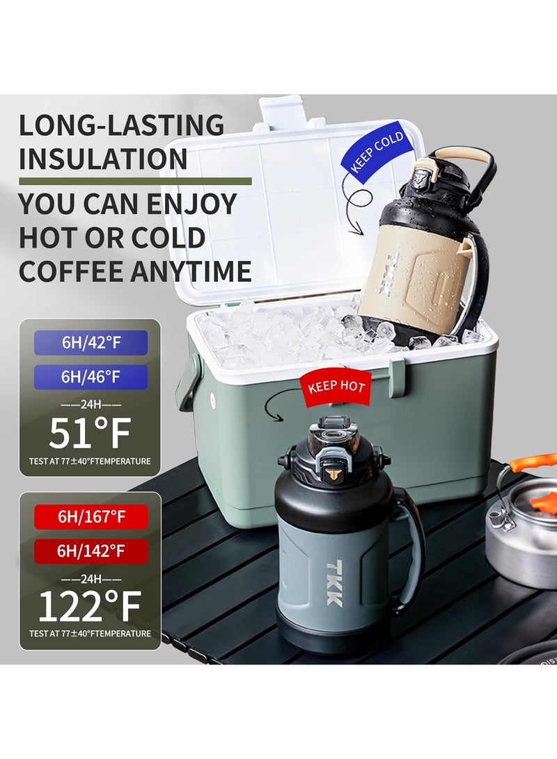 TKK 55oz Large Insulated Water Bottles with Straw Half Gallon Stainless Steel Metal Thermos Vacuum Bottle for Hot and Cold Drinks Sports GYM and Outdoor Travel Camping Liquids Hot And Cold For Up To 24 Hours - Image 4