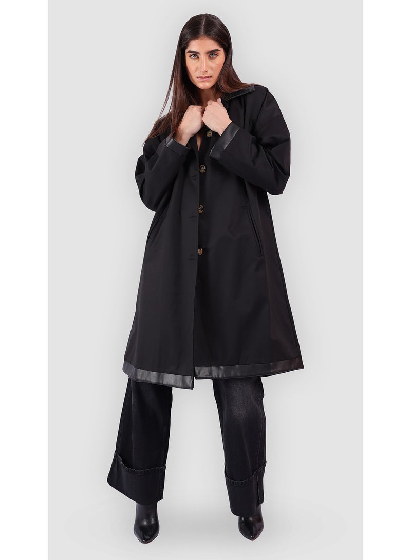 KYVELi Classic Relaxed Fit Long Coat- Black - Image 1