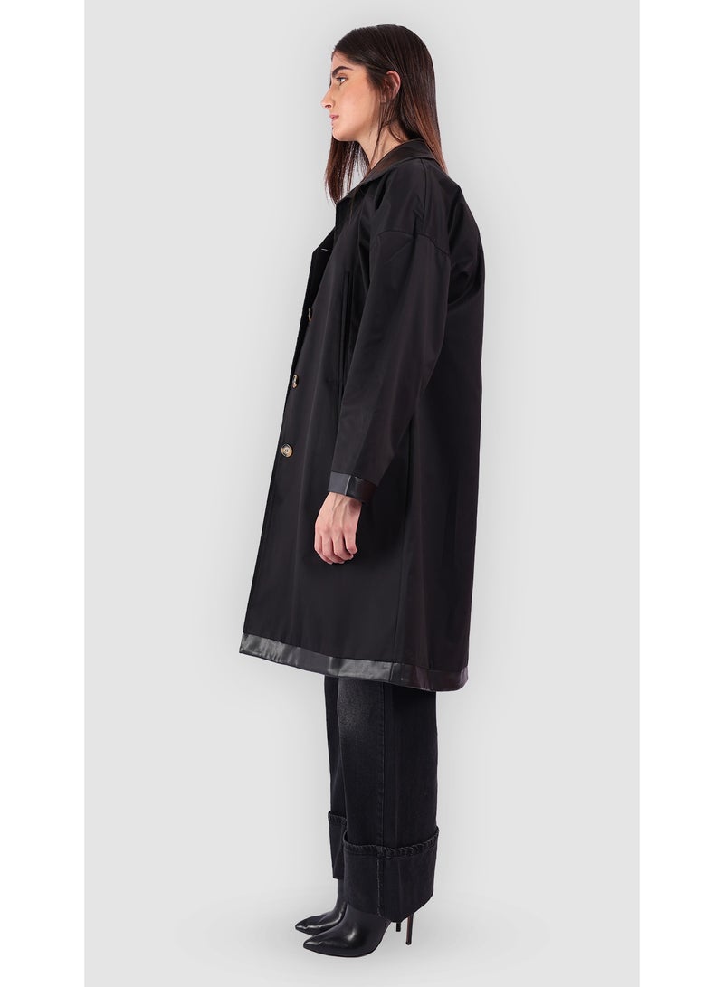 KYVELi Classic Relaxed Fit Long Coat- Black - Image 4