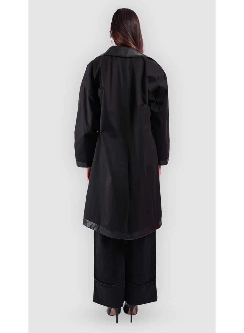 KYVELi Classic Relaxed Fit Long Coat- Black - Image 5