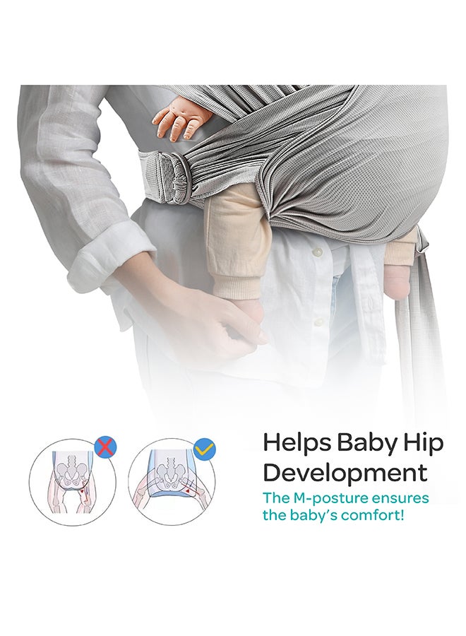 Moon KaryGo Baby Sling Carrier-Mid Grey Suitable From Birth - Image 4