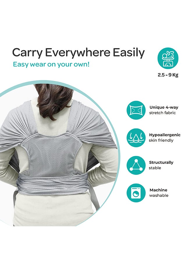 Moon KaryGo Baby Sling Carrier-Mid Grey Suitable From Birth - Image 2